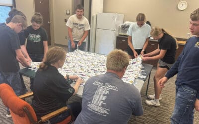 Combined Jr. Leaders Work on Tie Blankets